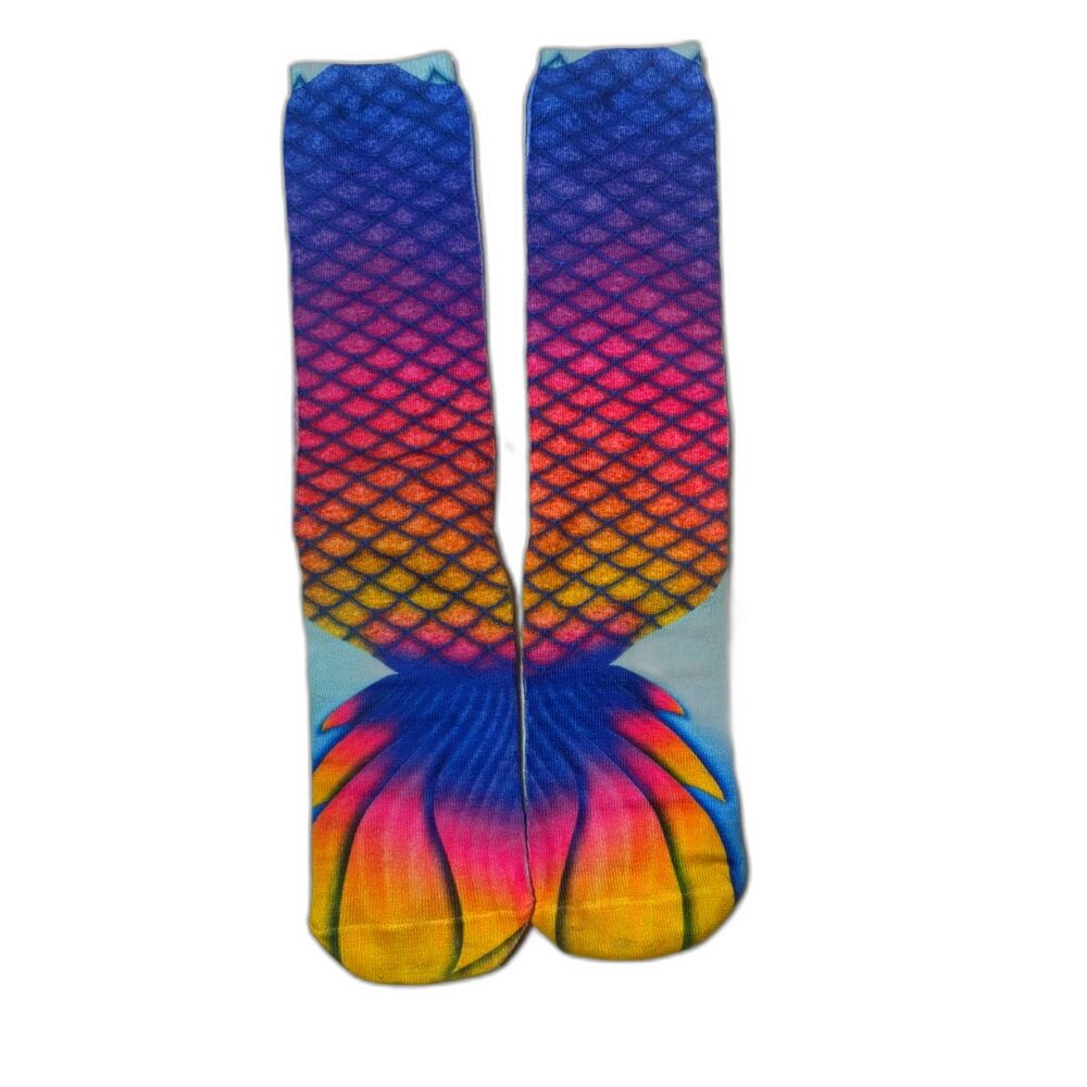 Living Royal Mermaid Tail Knee High Socks Rainbow Multicolor Blue Pink Purple